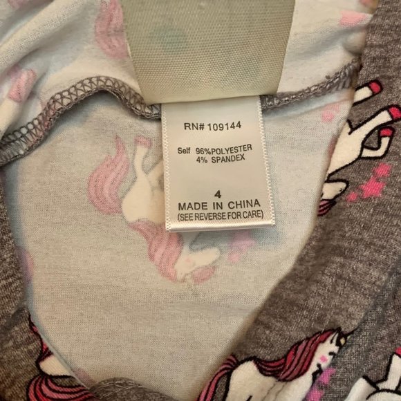 LILY BLEU Girls Soft Unicorn Top Shirt 4 4T Grey Pink Unicorns Knot Hood Girl - Picture 9 of 9